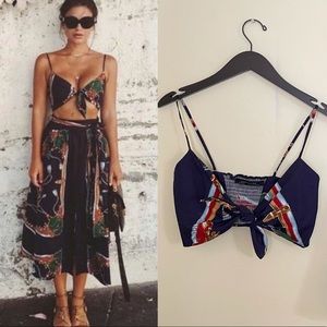 Zara print crop top with front tie size xs small